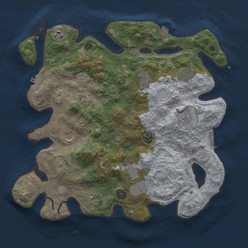 Rust Map: Procedural Map, Size: 3700, Seed: 61546187, 17 Monuments