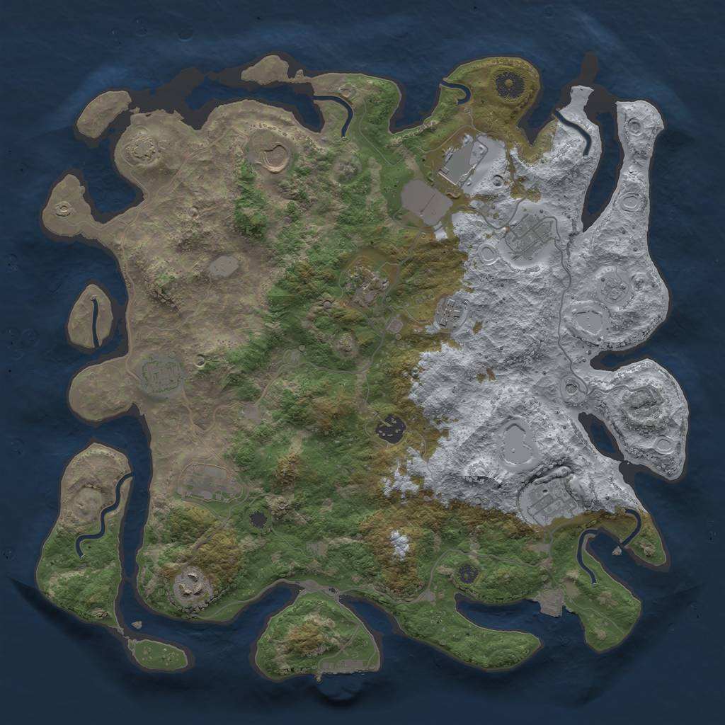 Rust Map: Procedural Map, Size: 3900, Seed: 24782413, 17 Monuments