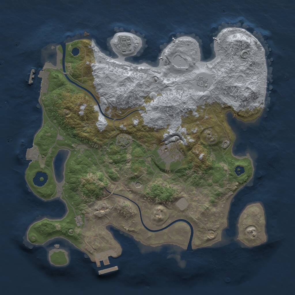 Rust Map: Procedural Map, Size: 3000, Seed: 693154, 8 Monuments
