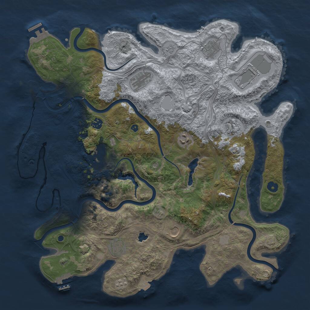 Rust Map: Procedural Map, Size: 4250, Seed: 2087704787, 16 Monuments
