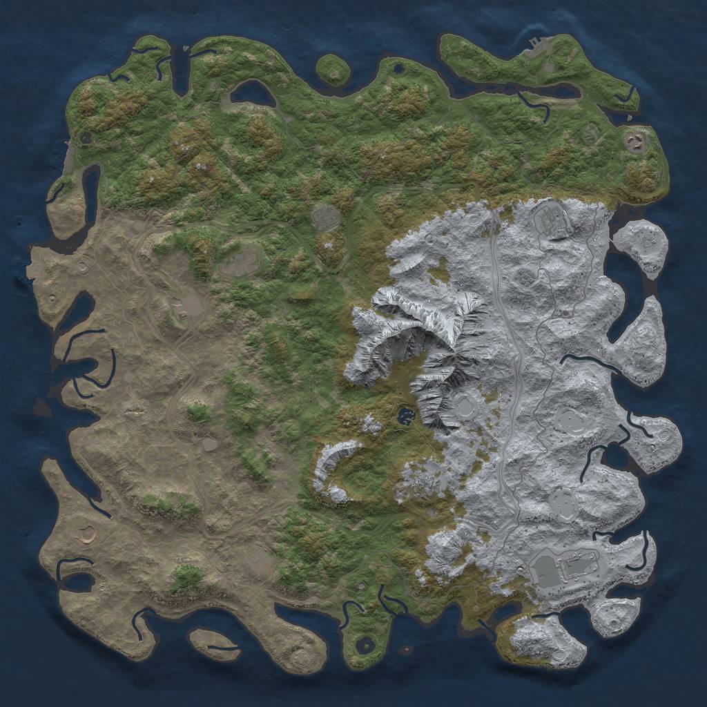 Rust Map: Procedural Map, Size: 6000, Seed: 844794326, 19 Monuments