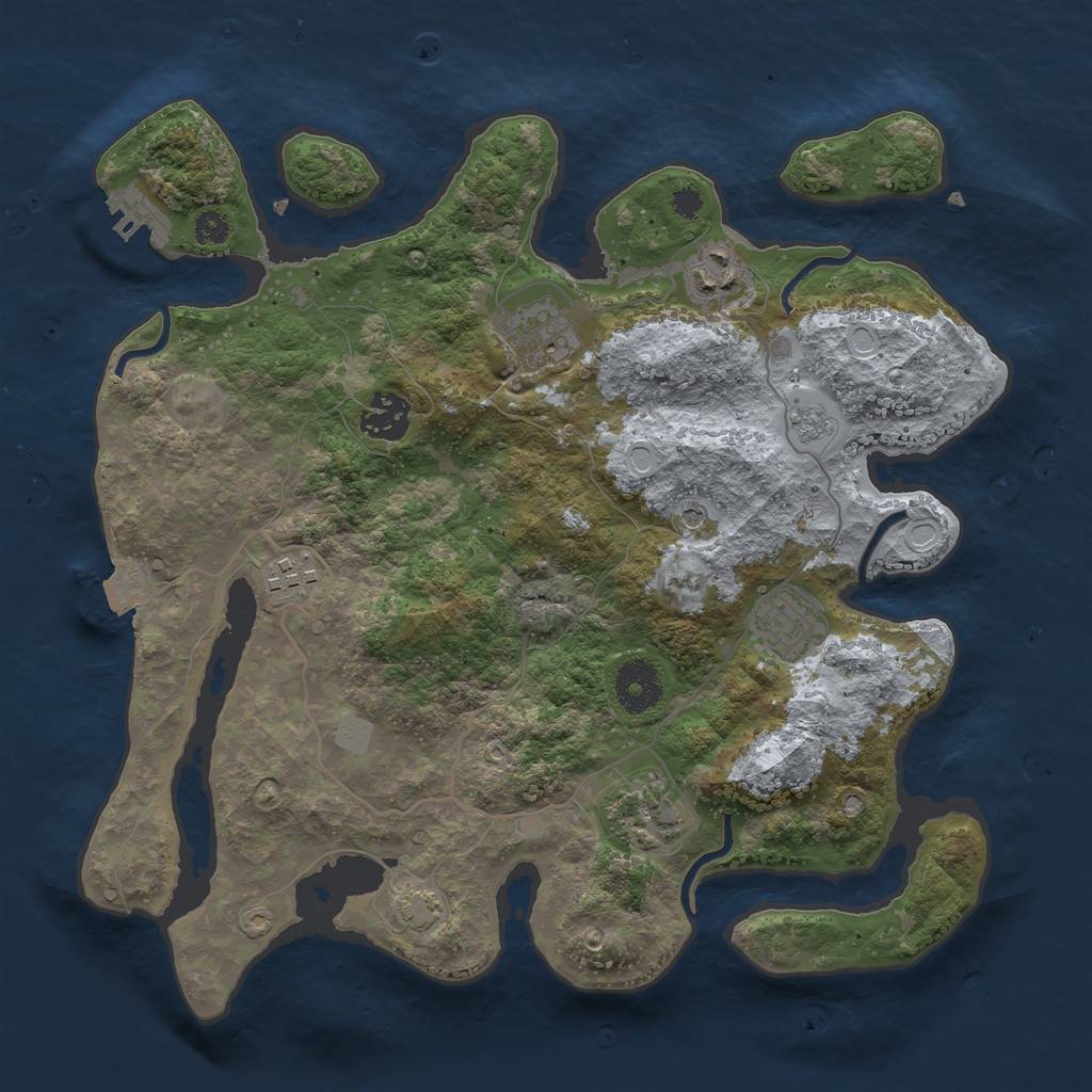 Rust Map: Procedural Map, Size: 3300, Seed: 315717109, 13 Monuments