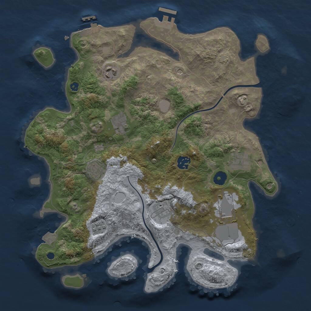Rust Map: Procedural Map, Size: 3500, Seed: 810548712, 13 Monuments