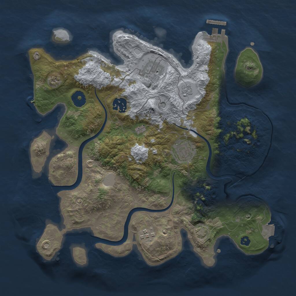 Rust Map: Procedural Map, Size: 3000, Seed: 41897, 9 Monuments