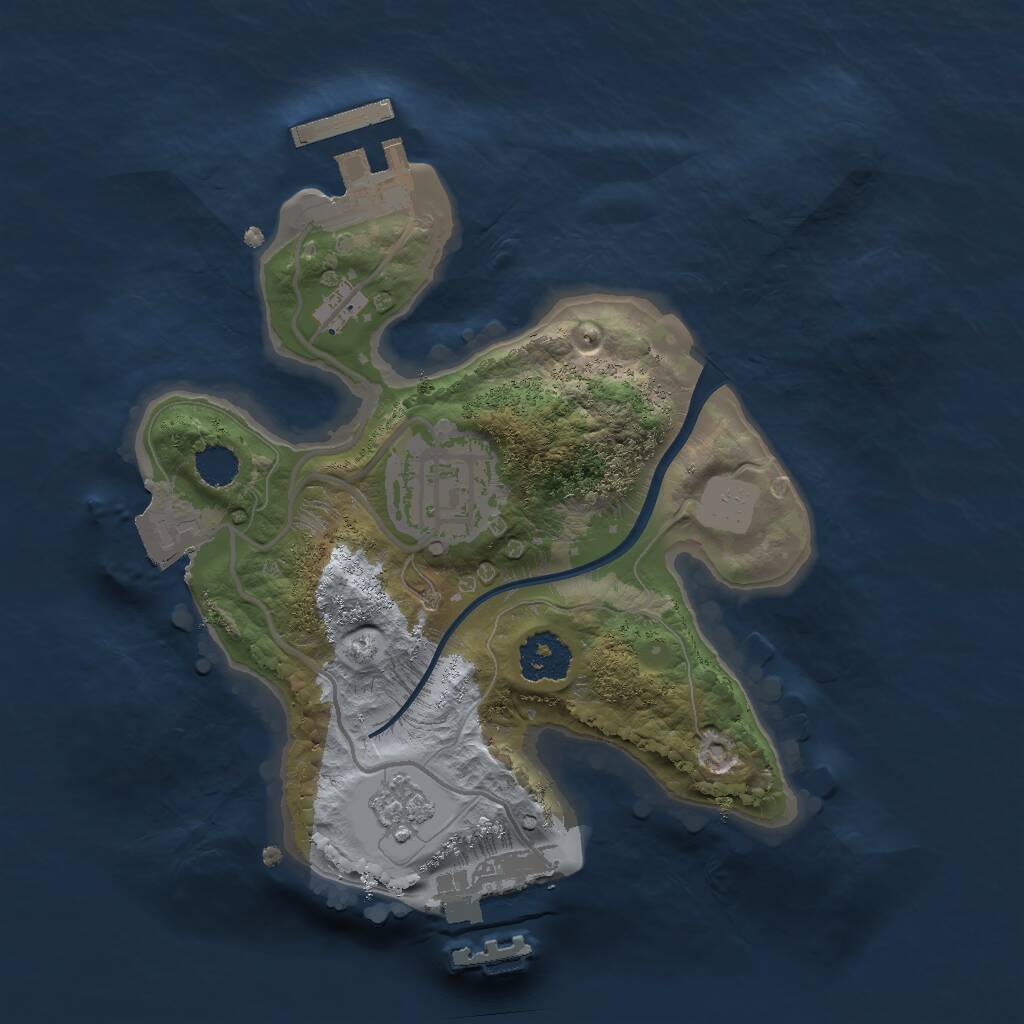 Rust Map: Procedural Map, Size: 2000, Seed: 1009370324, 5 Monuments