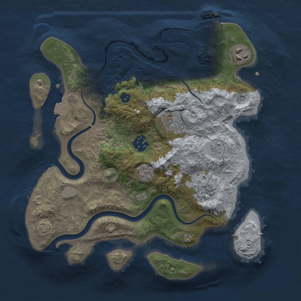 Rust Map: Procedural Map, Size: 3000, Seed: 2251512, 10 Monuments
