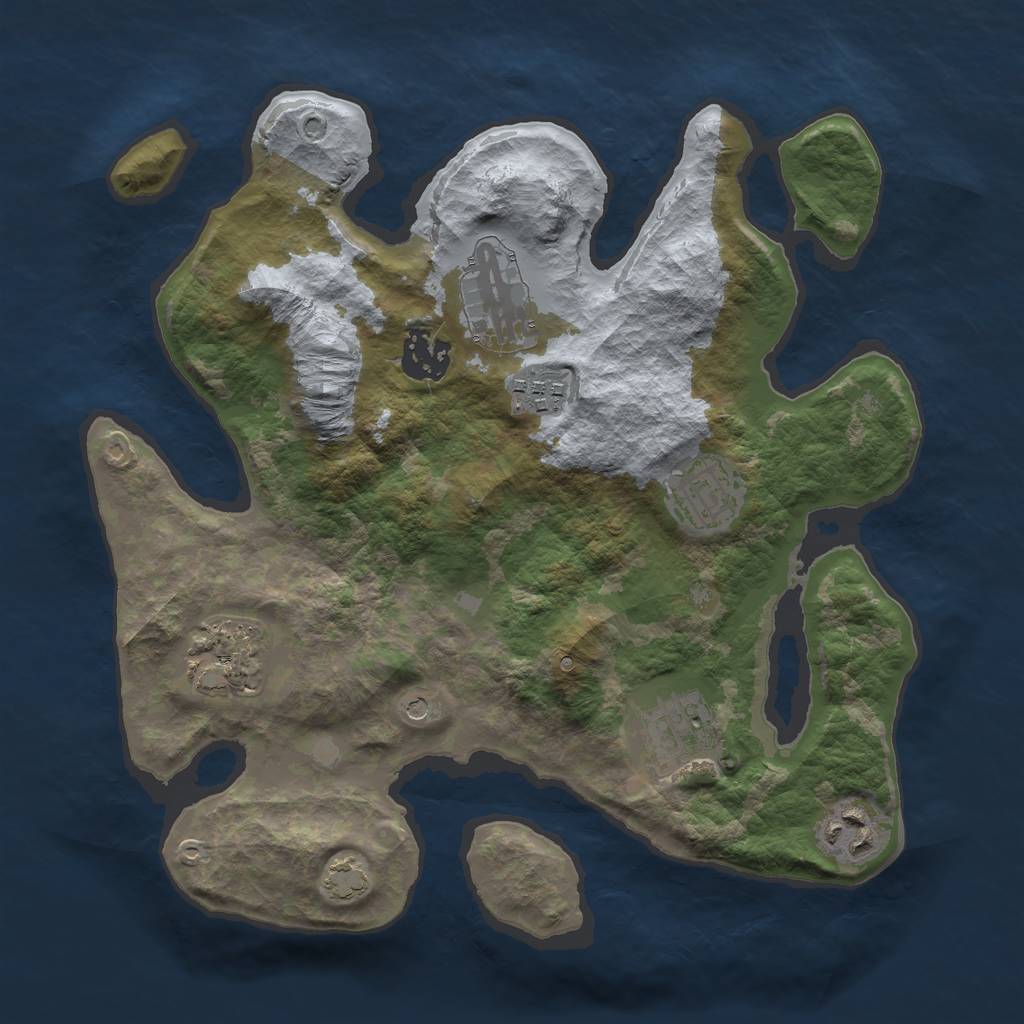 Rust Map: Barren, Size: 3000, Seed: 232398717, 11 Monuments
