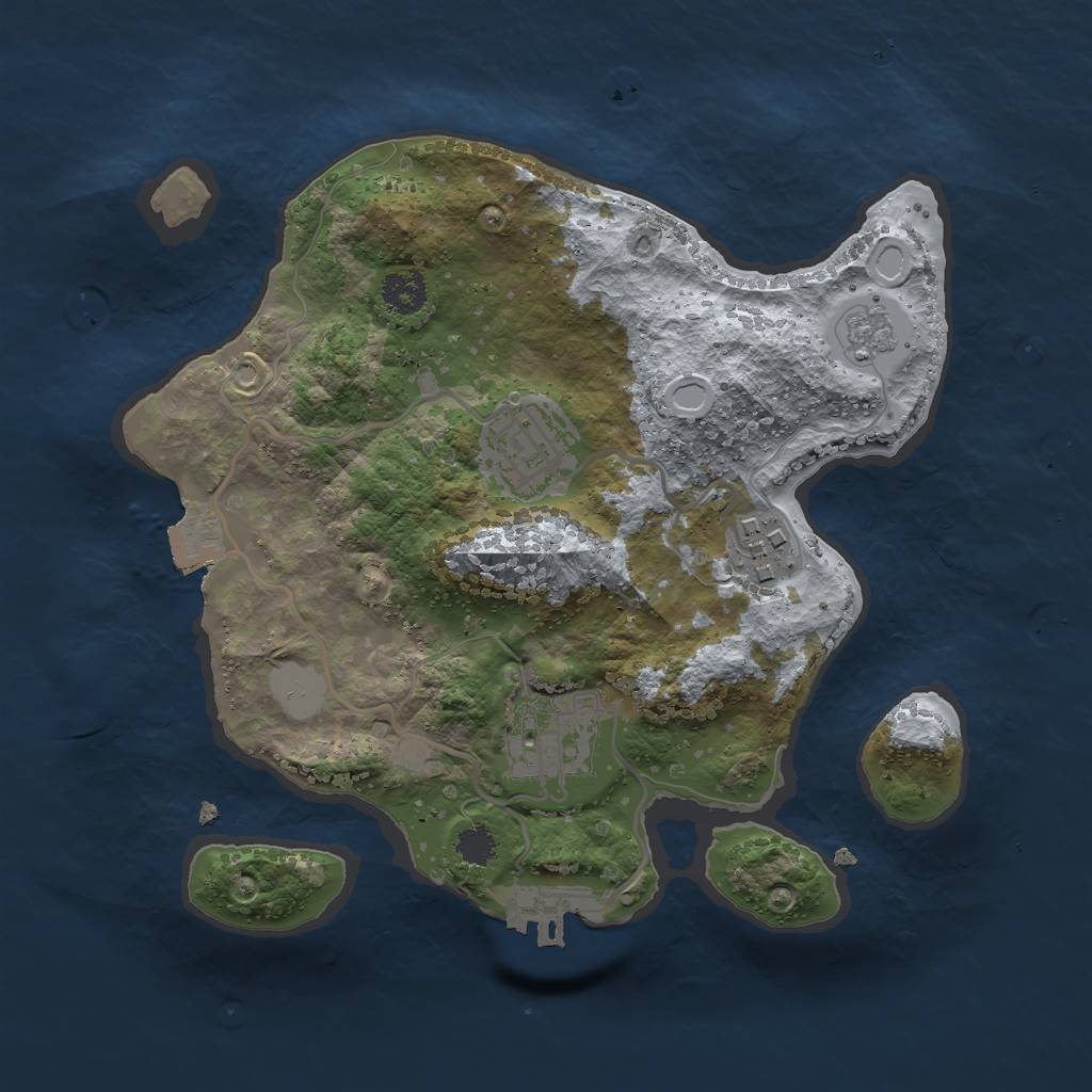 Rust Map: Procedural Map, Size: 2500, Seed: 361972737, 8 Monuments