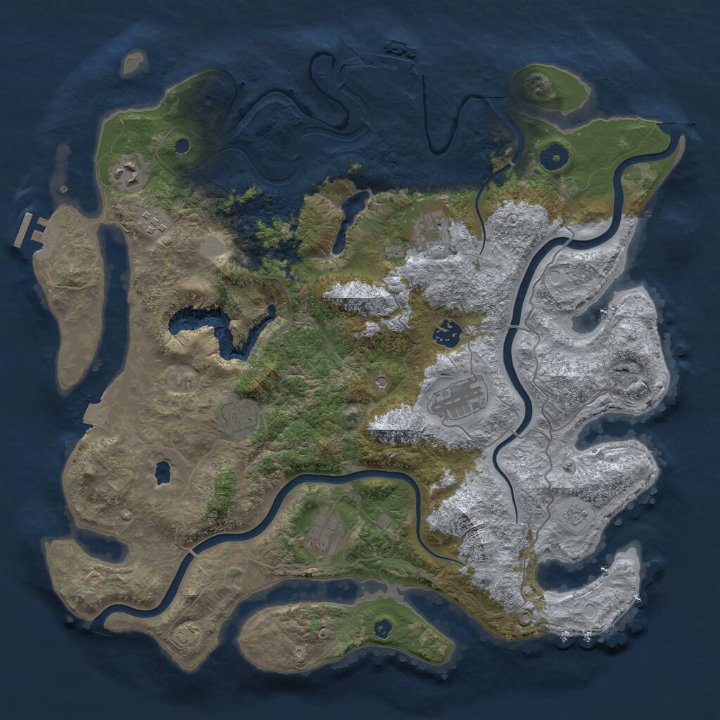 Rust Map: Procedural Map, Size: 4000, Seed: 2074460, 13 Monuments