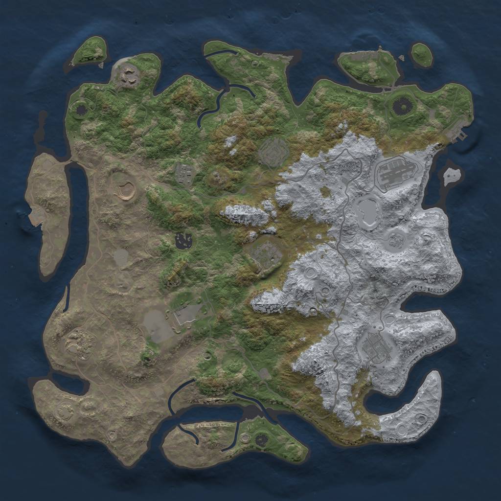 Rust Map: Procedural Map, Size: 4100, Seed: 2074460, 18 Monuments