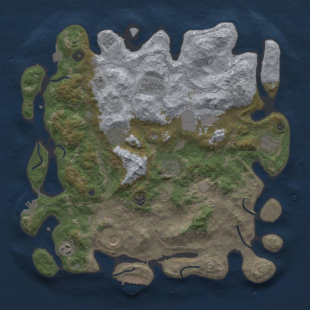 Rust Map: Procedural Map, Size: 4000, Seed: 133742070, 17 Monuments
