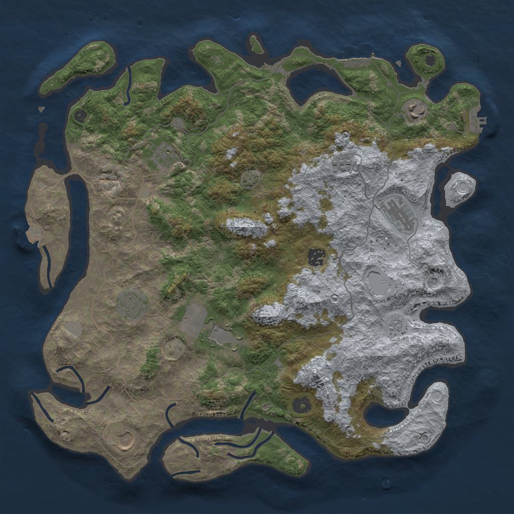Rust Map: Procedural Map, Size: 4200, Seed: 2074460, 16 Monuments