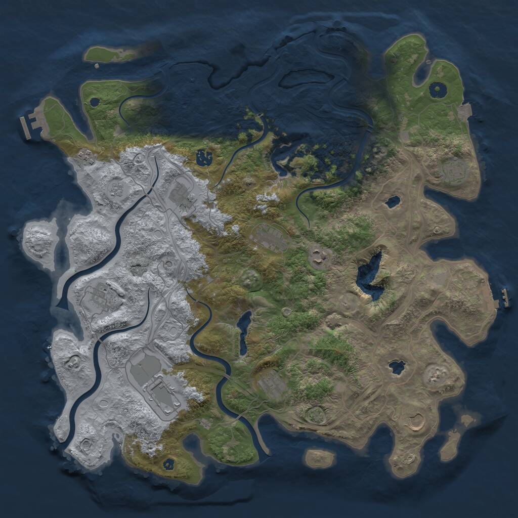Rust Map: Procedural Map, Size: 4500, Seed: 23456, 16 Monuments