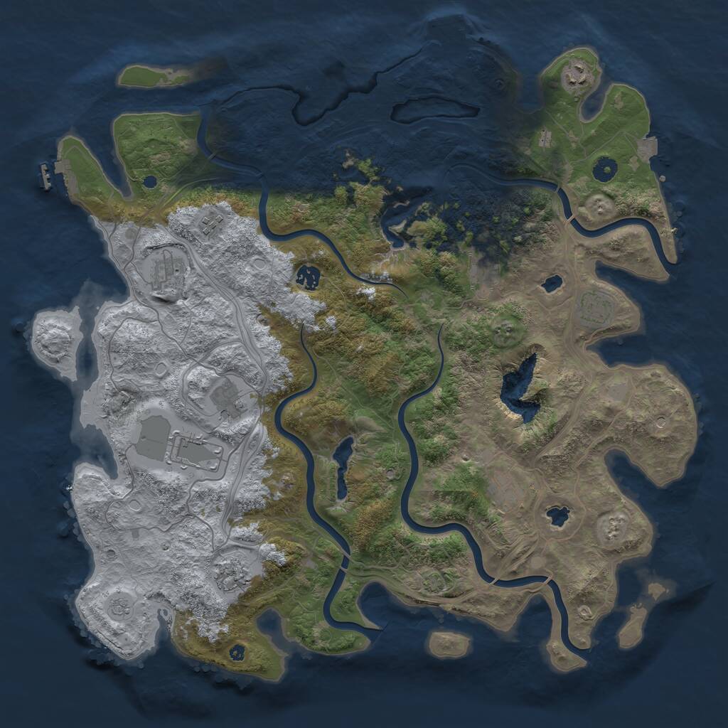 Rust Map: Procedural Map, Size: 4500, Seed: 23456, 16 Monuments