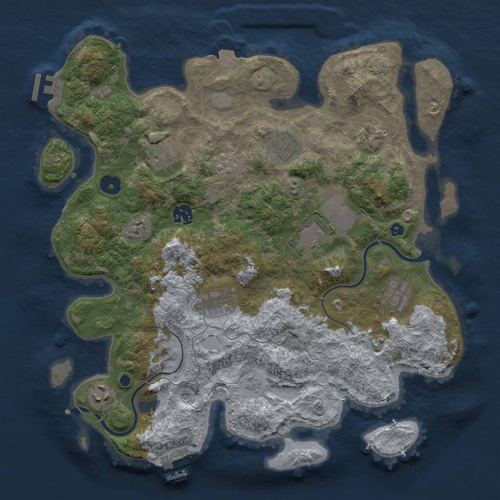 Rust Map: Procedural Map, Size: 3700, Seed: 142500379, 15 Monuments