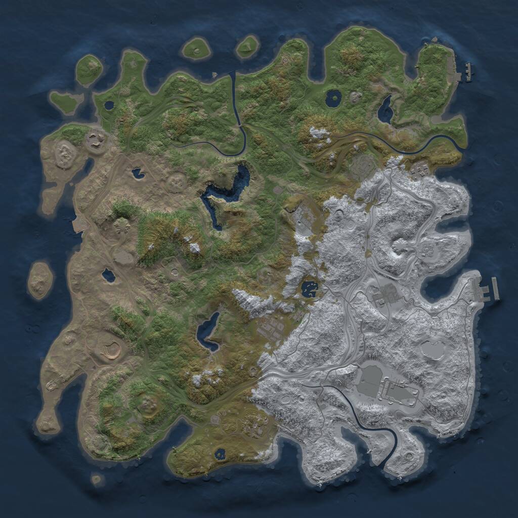 Rust Map: Procedural Map, Size: 4500, Seed: 6738053, 16 Monuments