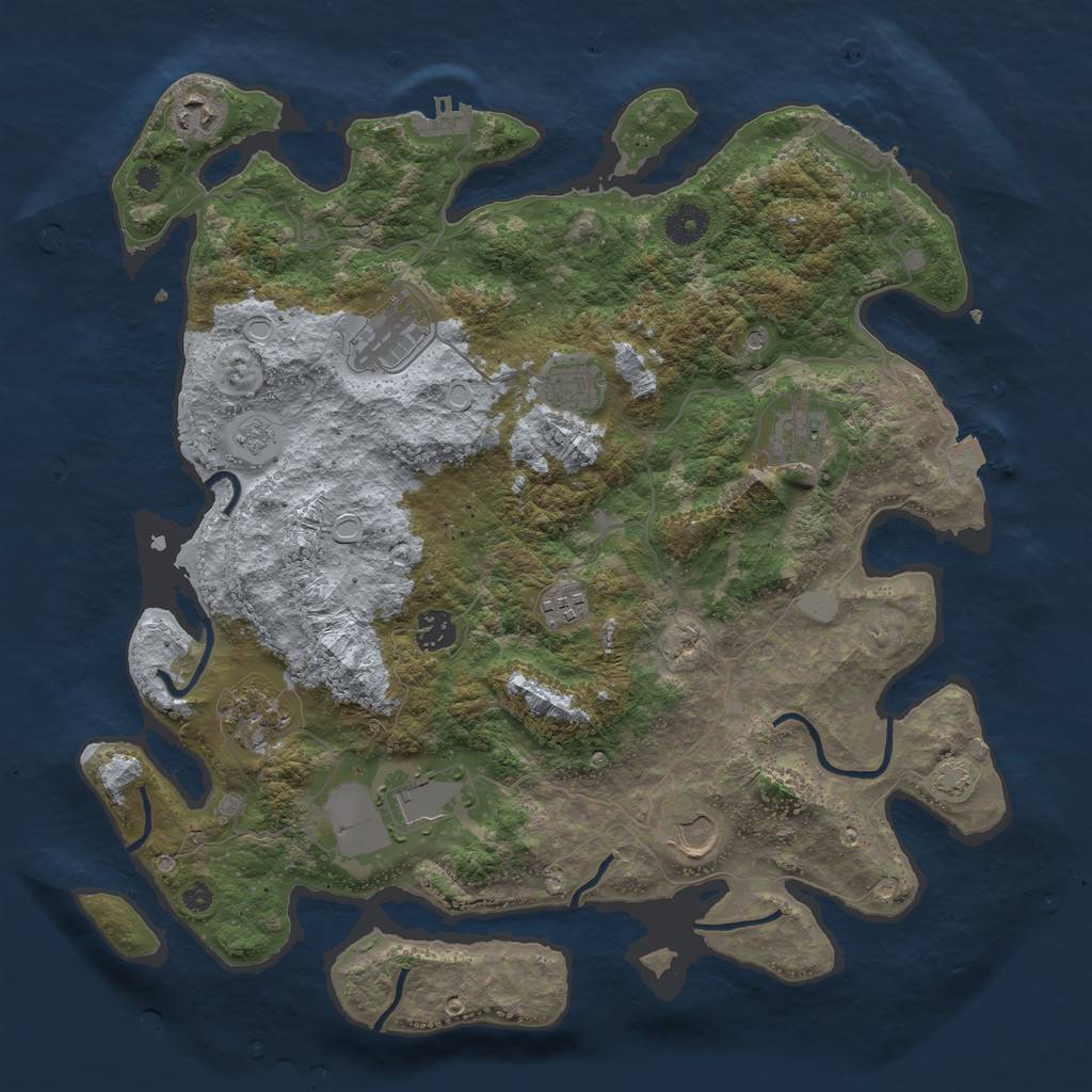 Rust Map: Procedural Map, Size: 3900, Seed: 93154235, 17 Monuments
