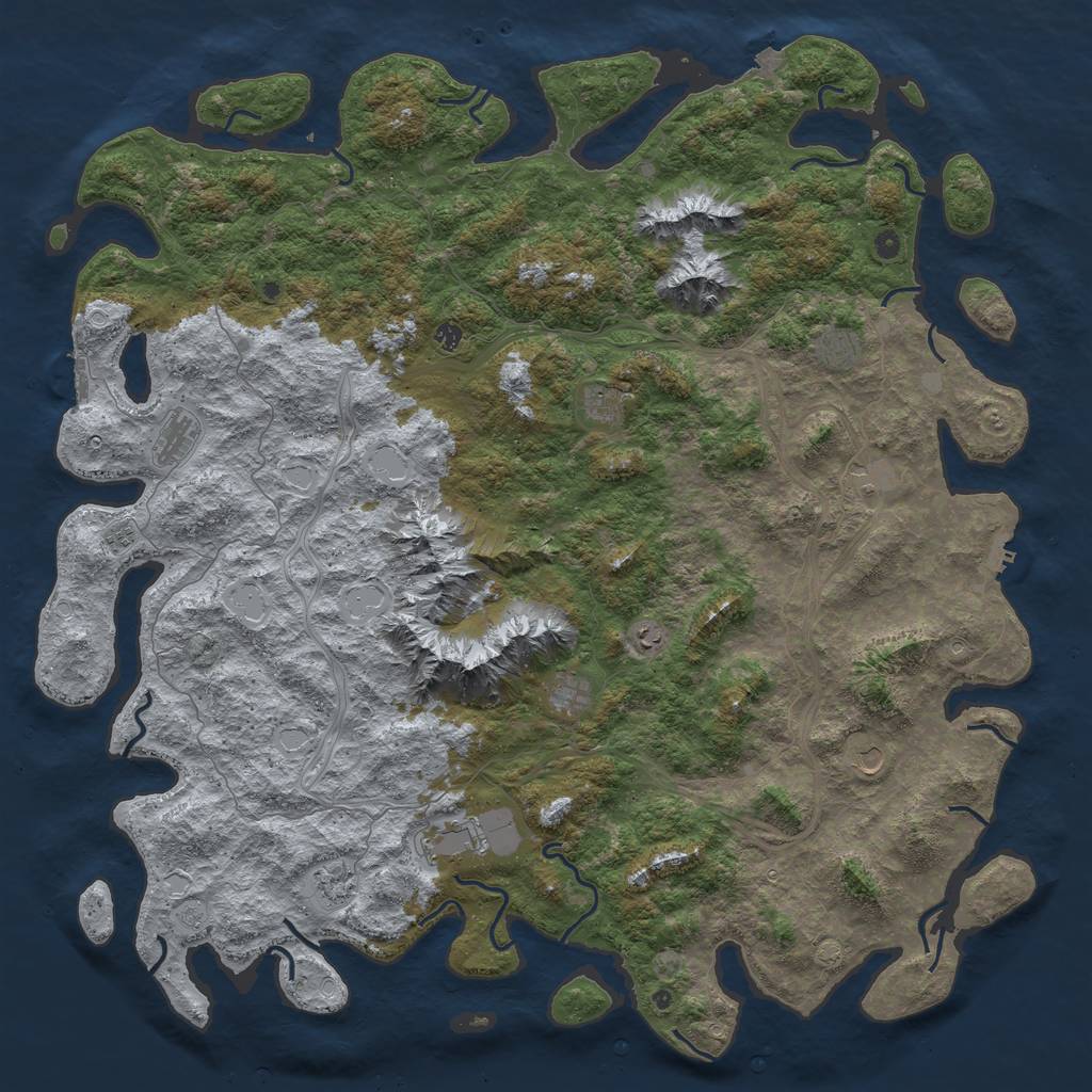 Rust Map: Procedural Map, Size: 6000, Seed: 1013830754, 19 Monuments