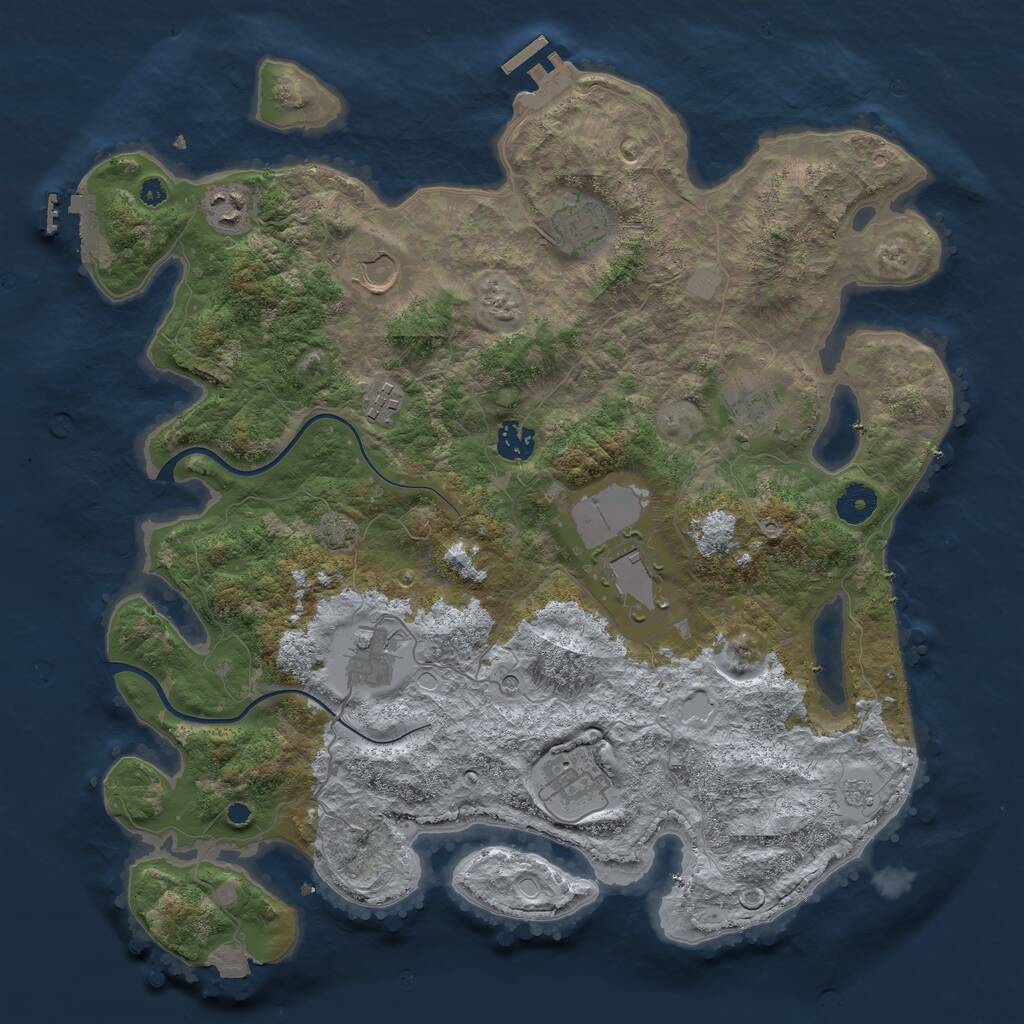 Rust Map: Procedural Map, Size: 3900, Seed: 38251509, 15 Monuments