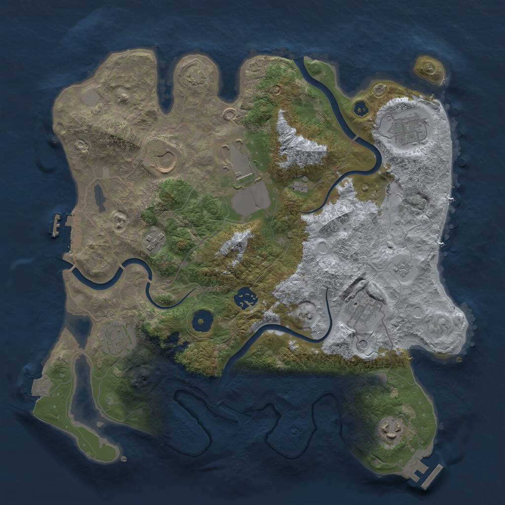 Rust Map: Procedural Map, Size: 3500, Seed: 1463008227, 14 Monuments