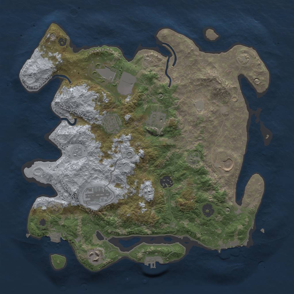 Rust Map: Procedural Map, Size: 3500, Seed: 2034337181, 15 Monuments