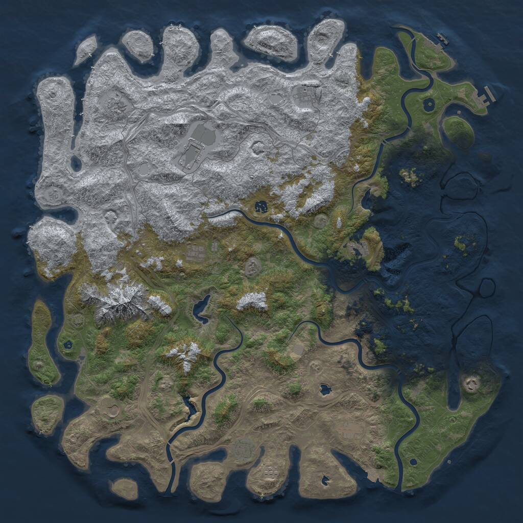 Rust Map: Procedural Map, Size: 6000, Seed: 890985418, 17 Monuments