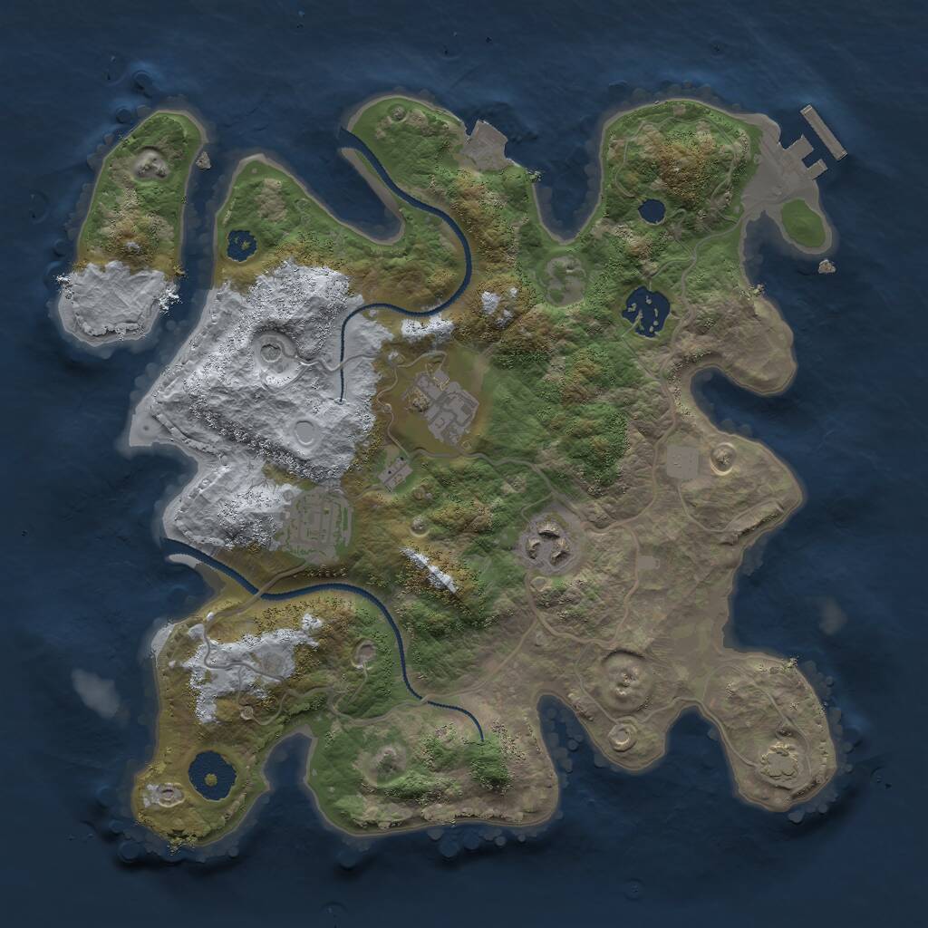 Rust Map: Procedural Map, Size: 3000, Seed: 20230719, 8 Monuments