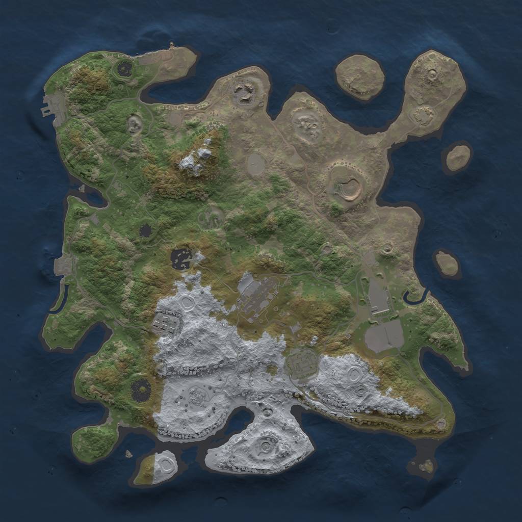 Rust Map: Procedural Map, Size: 3500, Seed: 445302540, 15 Monuments