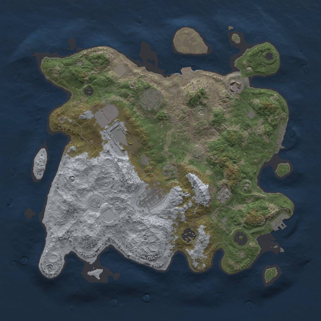 Rust Map: Procedural Map, Size: 3500, Seed: 673845, 14 Monuments