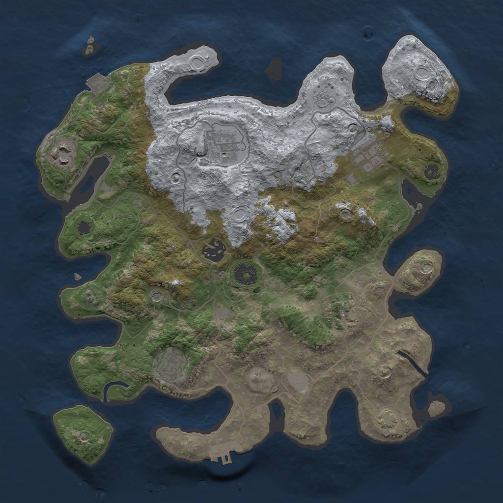 Rust Map: Procedural Map, Size: 3300, Seed: 35963068, 13 Monuments