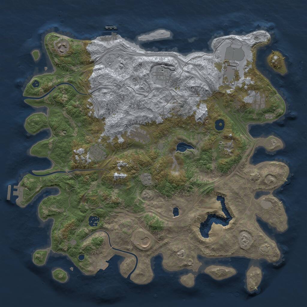 Rust Map: Procedural Map, Size: 4250, Seed: 595561772, 16 Monuments