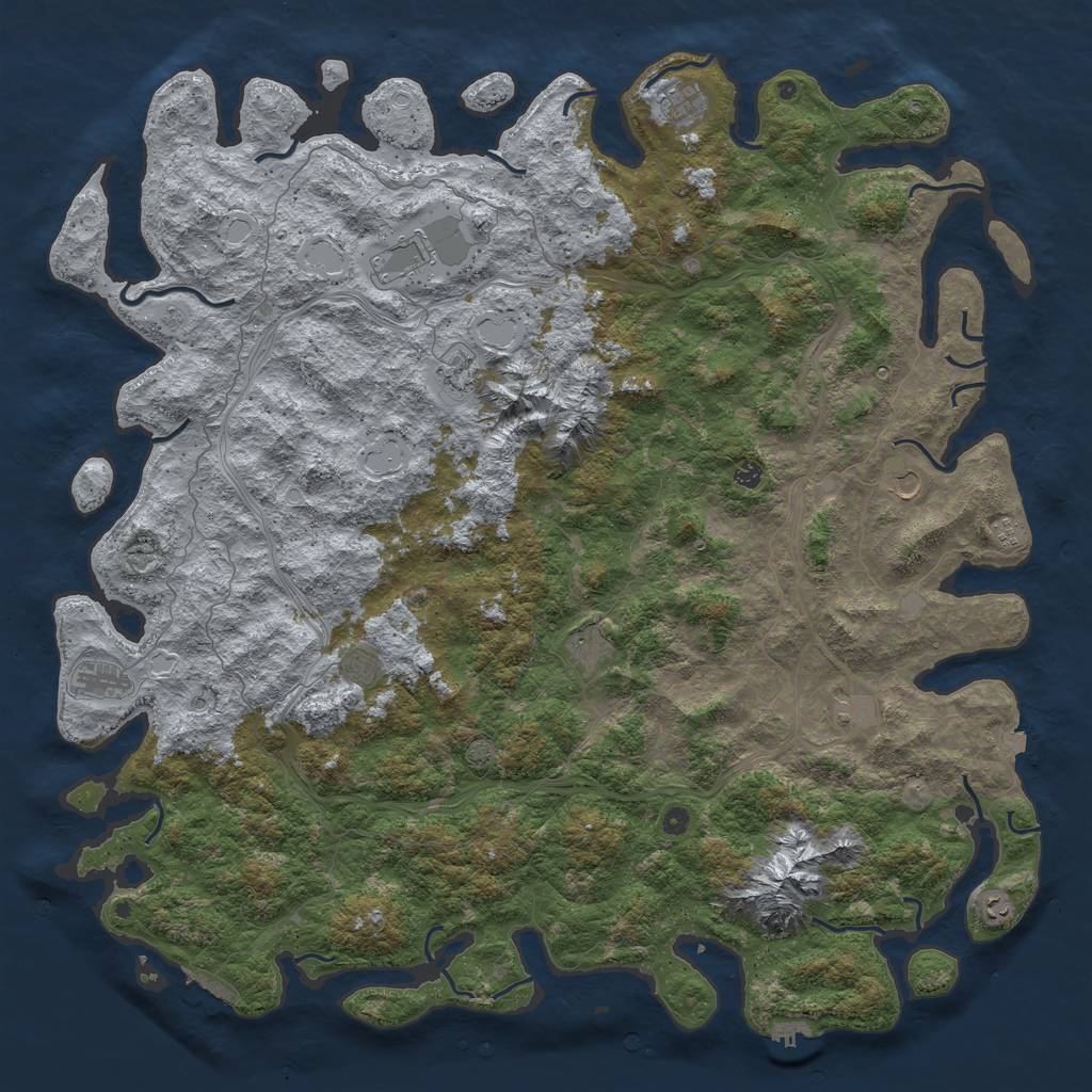 Rust Map: Procedural Map, Size: 6000, Seed: 9988, 19 Monuments