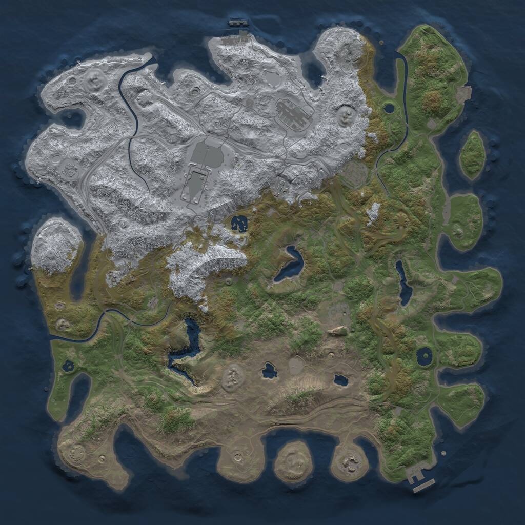 Rust Map: Procedural Map, Size: 4500, Seed: 5640981, 14 Monuments
