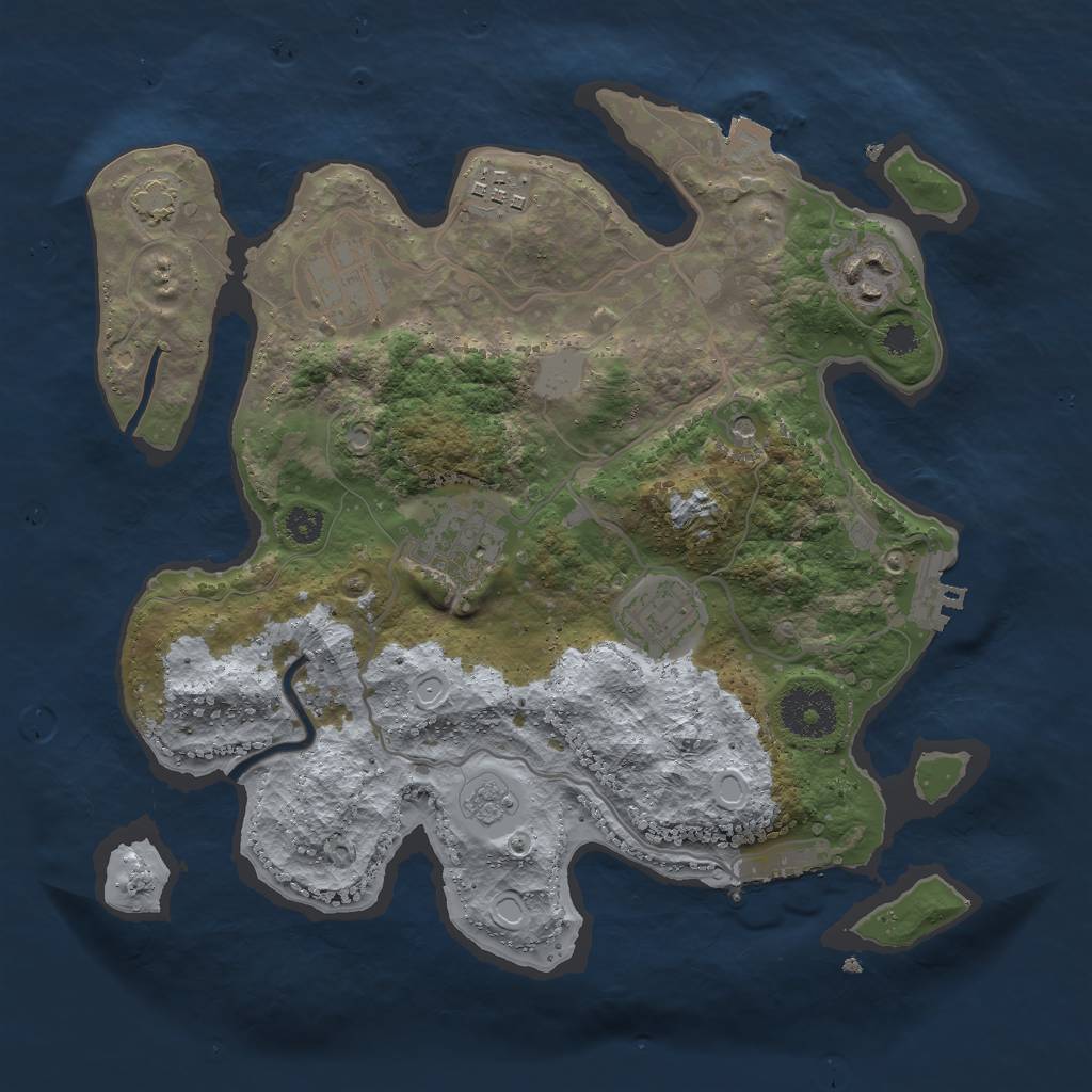 Rust Map: Procedural Map, Size: 3000, Seed: 2077574492, 13 Monuments