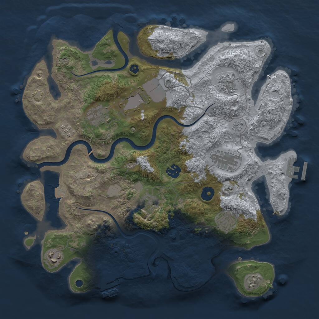 Rust Map: Procedural Map, Size: 3500, Seed: 393026877, 15 Monuments