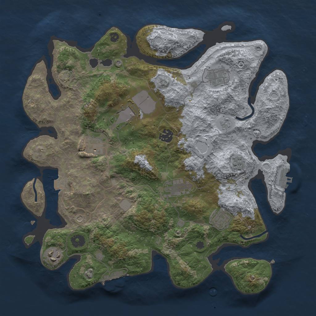 Rust Map: Procedural Map, Size: 3500, Seed: 393026877, 16 Monuments