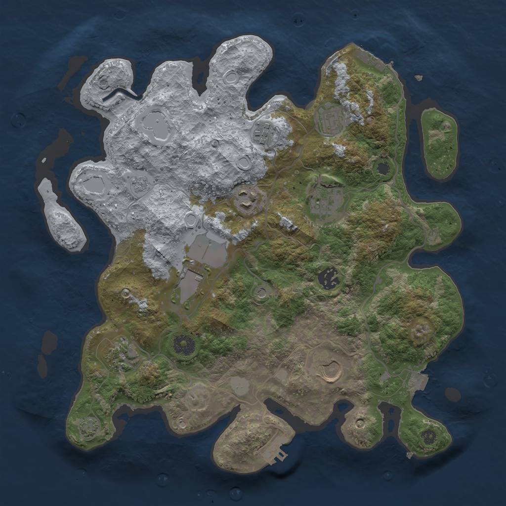 Rust Map: Procedural Map, Size: 3500, Seed: 481980238, 16 Monuments