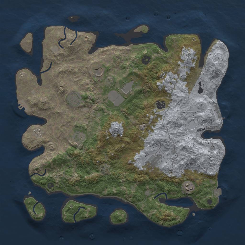 Rust Map: Procedural Map, Size: 4000, Seed: 1353310425, 16 Monuments