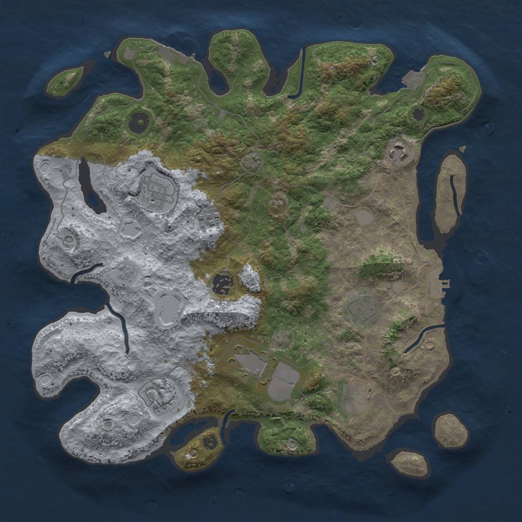 Rust Map: Procedural Map, Size: 3750, Seed: 84535135, 16 Monuments