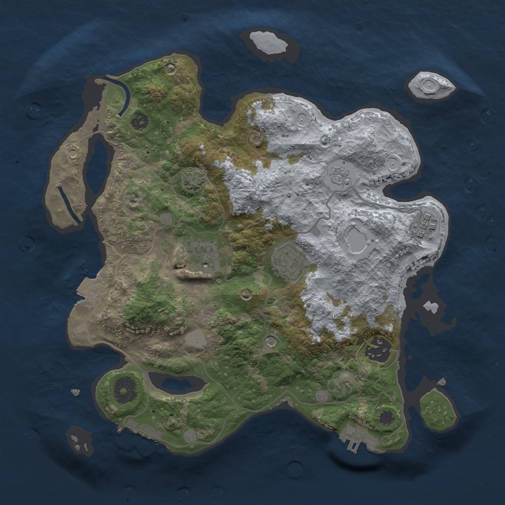 Rust Map: Procedural Map, Size: 3000, Seed: 892375, 12 Monuments