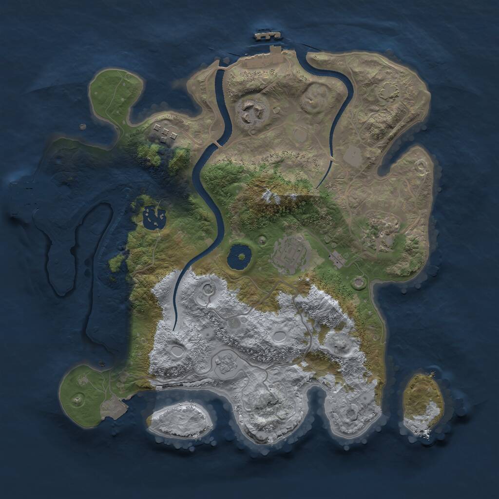 Rust Map: Procedural Map, Size: 3000, Seed: 2458029, 11 Monuments