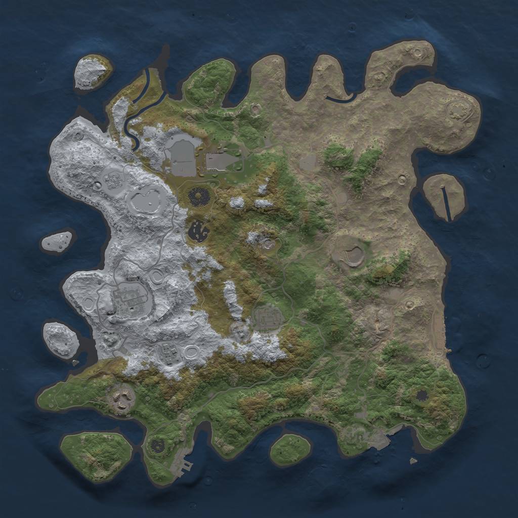 Rust Map: Procedural Map, Size: 3750, Seed: 64224468, 15 Monuments