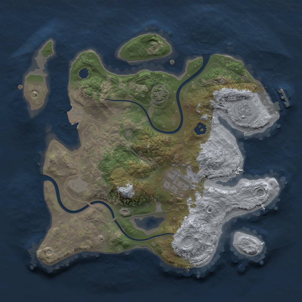 Rust Map: Procedural Map, Size: 2500, Seed: 711568569, 5 Monuments
