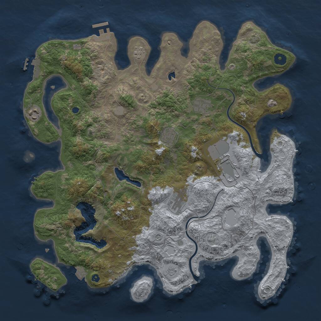 Rust Map: Procedural Map, Size: 4000, Seed: 1465023573, 12 Monuments