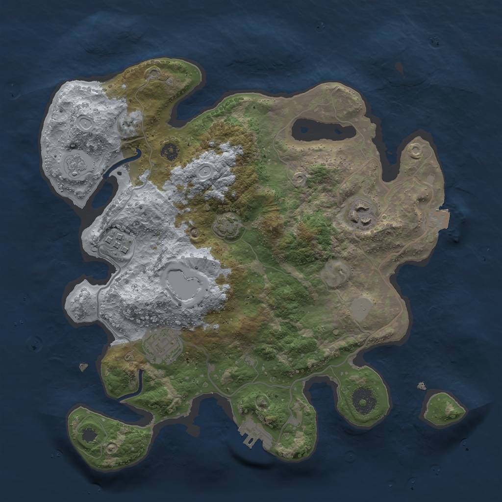 Rust Map: Procedural Map, Size: 3000, Seed: 705627949, 9 Monuments