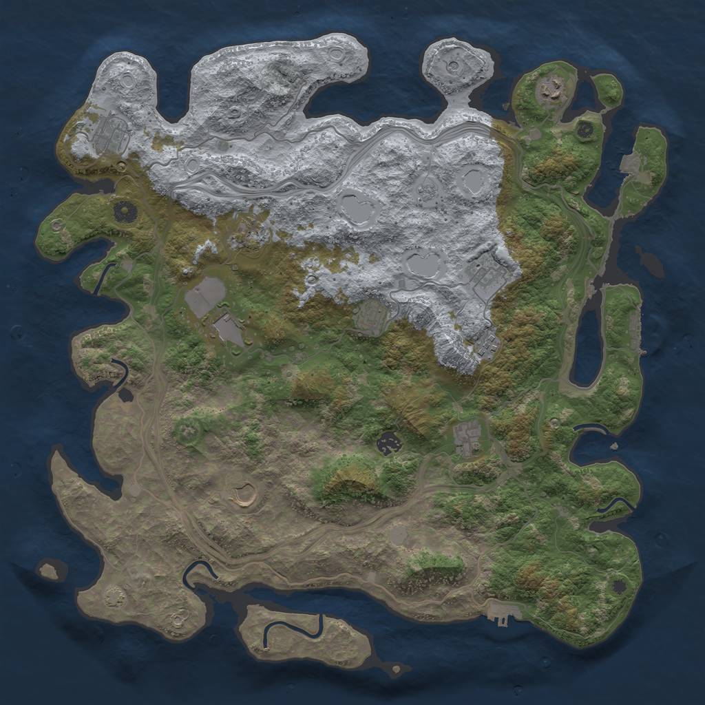Rust Map: Procedural Map, Size: 4500, Seed: 46546, 18 Monuments
