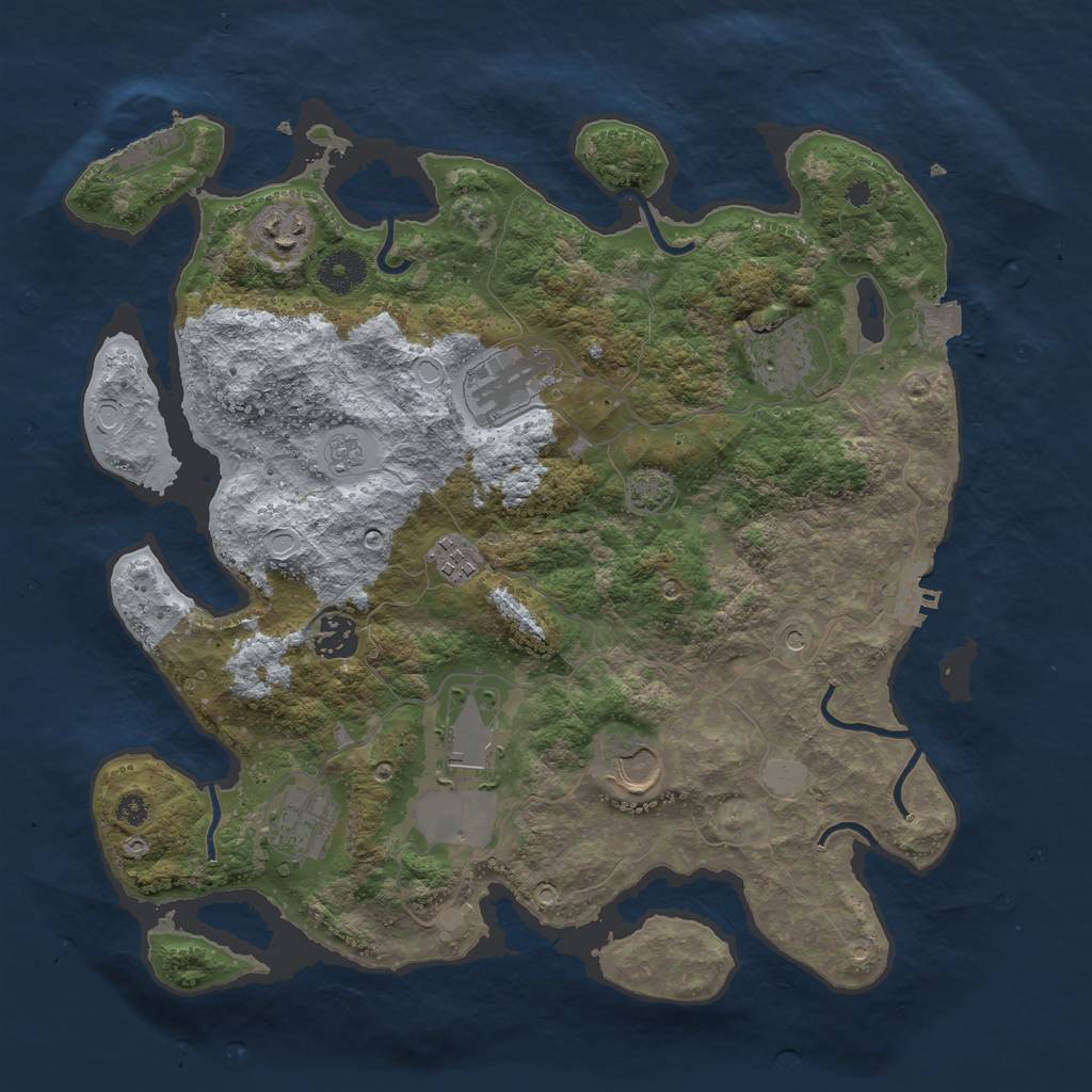 Rust Map: Procedural Map, Size: 3600, Seed: 8008135, 16 Monuments