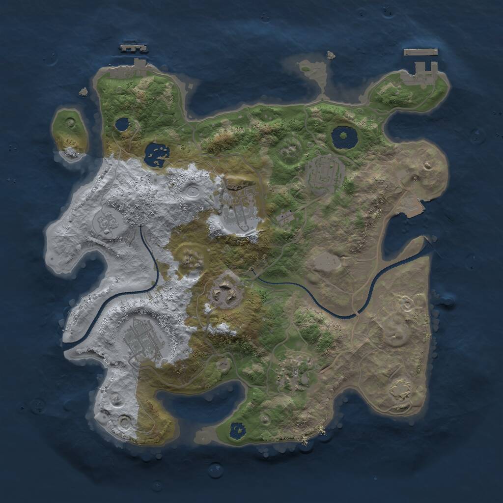 Rust Map: Procedural Map, Size: 3000, Seed: 1464525221, 11 Monuments