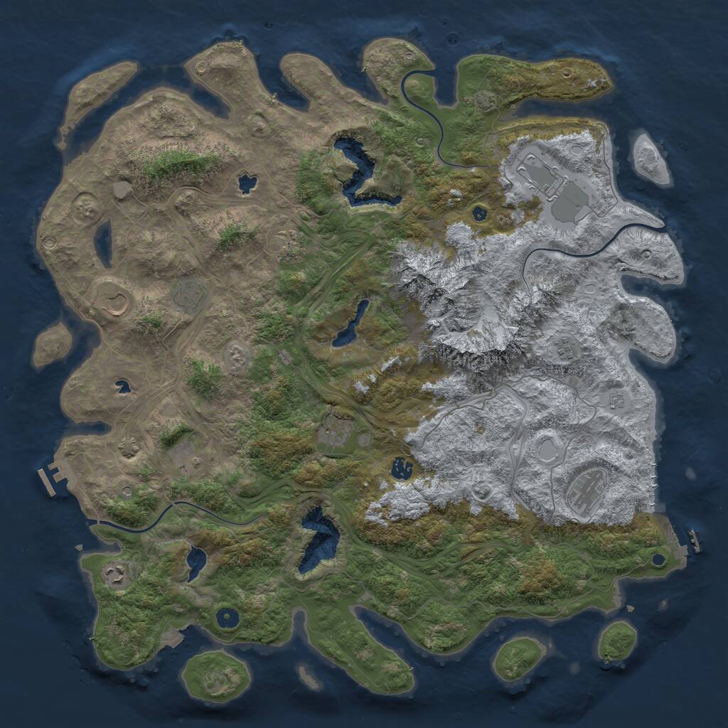 Rust Map: Procedural Map, Size: 5000, Seed: 298382, 16 Monuments