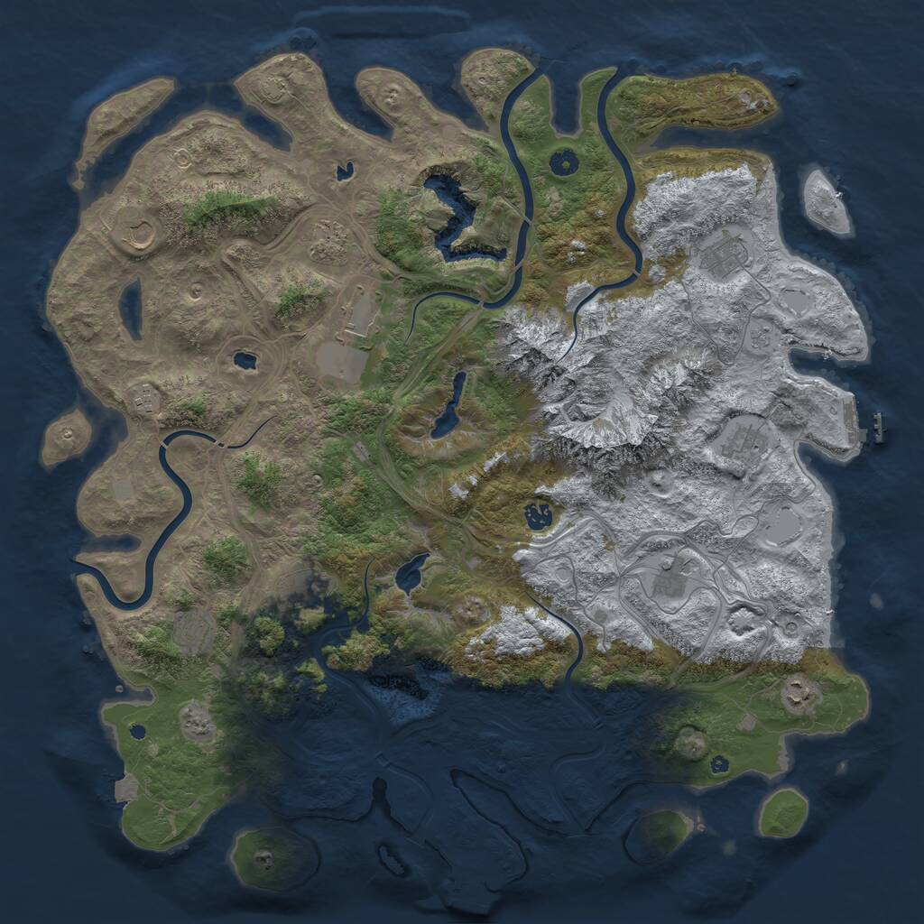 Rust Map: Procedural Map, Size: 5000, Seed: 298382, 17 Monuments